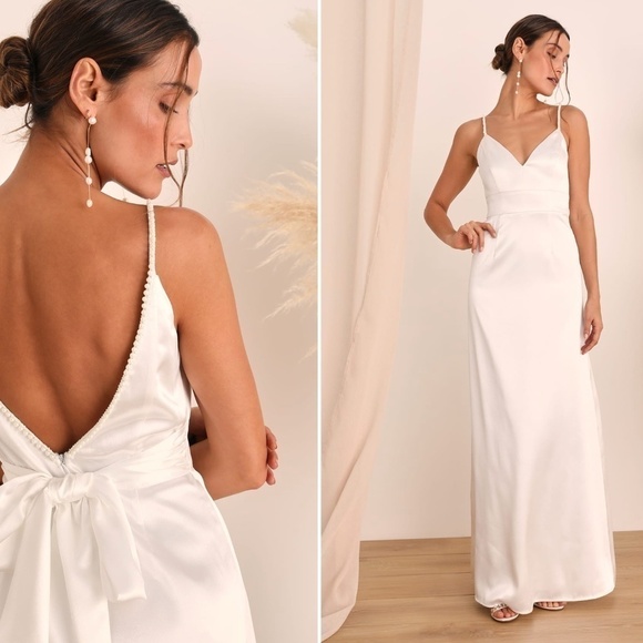 Lulus Dresses & Skirts - LULU's Bridal Modern Sexy Chic Minimalist Satin Mermaid Trumpet Maxi Gown NWOT